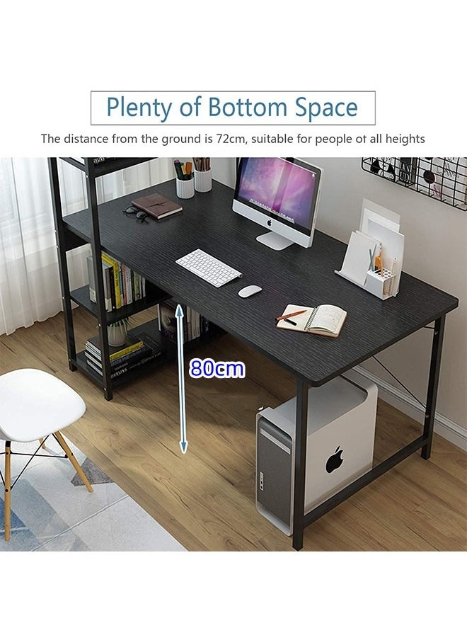 JCB CHIC - Computer Desk with Storage Shelves，Home Office Desk with Bookshelf，120cm Study Writing Table Corner Desk，PC Laptop Desk with Extra Strong Legs - Image 1
