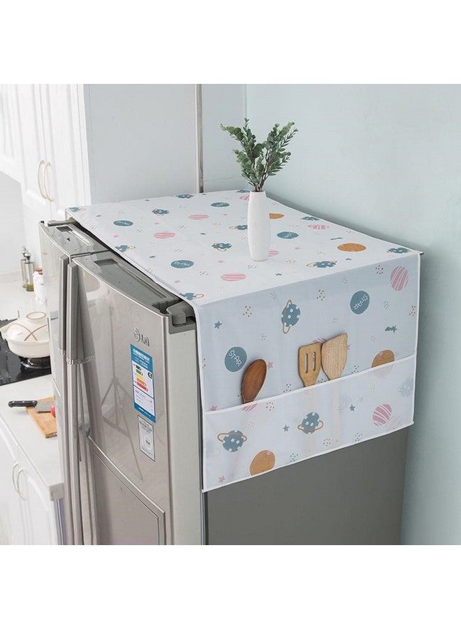 wolpin 1Pc Fridge Cover For Top Double Door With 6 Utility Pockets Designer Prints Waterproof - Image 1