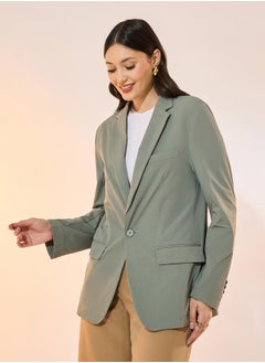 Take Two Texture Notch Lapel Longline Blazer with Pockets  - Image 1