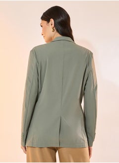 Take Two Texture Notch Lapel Longline Blazer with Pockets  - Image 4