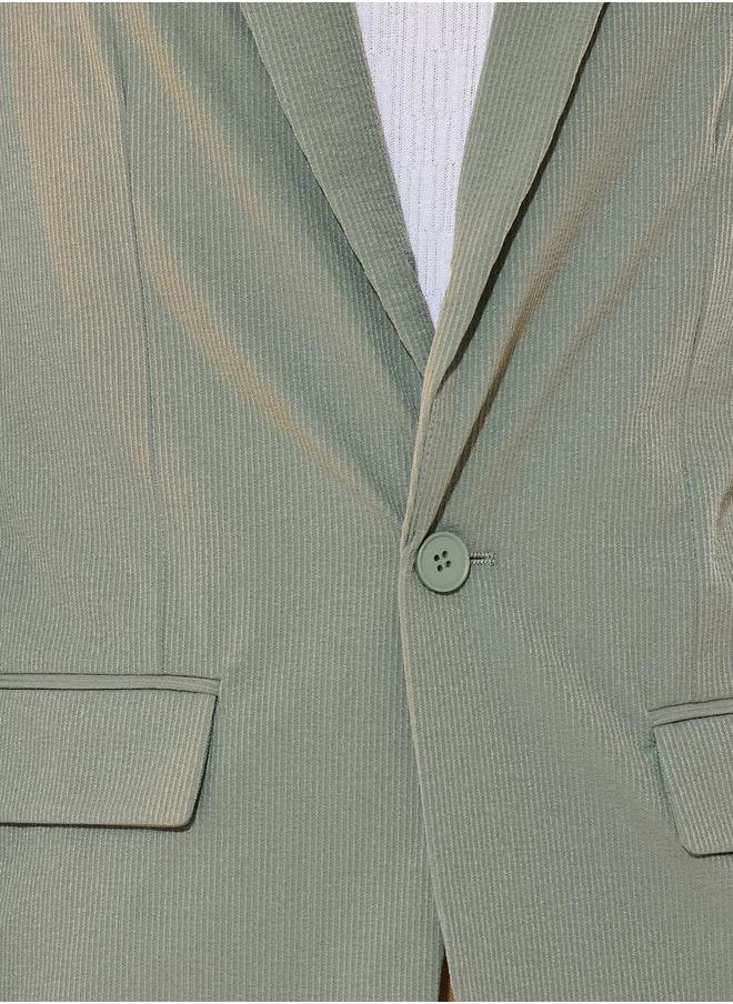 Texture Notch Lapel Longline Blazer with Pockets