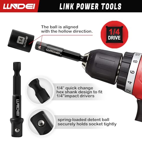 LLNDEI 48 Piece 1/4 Inch Mini Socket Ratchet Wrench Set, Metric Shallow Socket (4-14mm) 6-Point,with 72 Teeth Mini Ratcheting Wrench, Screwdriver Bit Set, Universal Joints and 3 Inch Extensions - Image 5