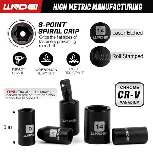 LLNDEI 48 Piece 1/4 Inch Mini Socket Ratchet Wrench Set, Metric Shallow Socket (4-14mm) 6-Point,with 72 Teeth Mini Ratcheting Wrench, Screwdriver Bit Set, Universal Joints and 3 Inch Extensions - Image 4