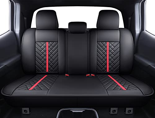 Tomatoman Toyota Tacoma Seat Covers 2005-2022 2023 2024 2025 Truck Access Crew Double Extended Cab TRD Sport Offroad Limited SR5 V6 Truck Airbag Compatible Car Cushions(Full Set/Black-Red) - Image 3