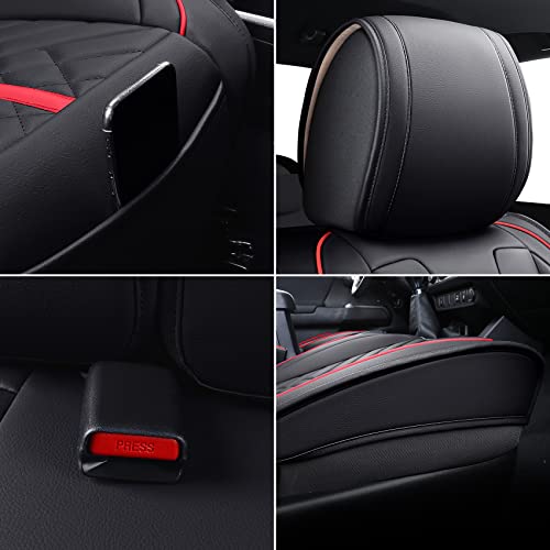 Tomatoman Toyota Tacoma Seat Covers 2005-2022 2023 2024 2025 Truck Access Crew Double Extended Cab TRD Sport Offroad Limited SR5 V6 Truck Airbag Compatible Car Cushions(Full Set/Black-Red) - Image 5