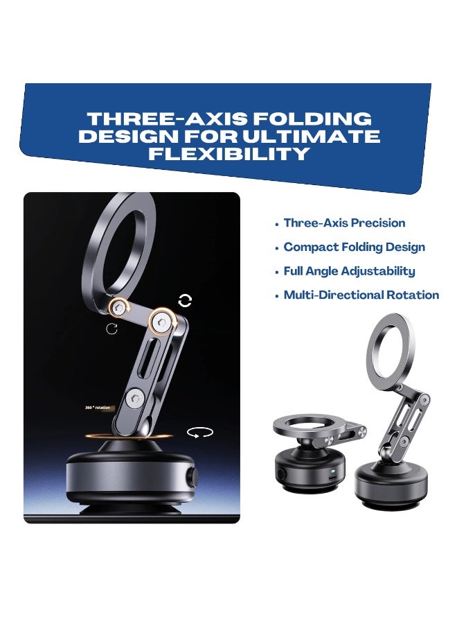 NIXIVE MagGrip Axium 360° Magnetic Car Phone Mount – Universal Magnetic Car & Desk Holder with 3-Axis Rotation, Vacuum Grip Technology, 360° Infinite Adjustability, Hands-Free Driving, Compact & Portable Design for All Smartphones - Image 4
