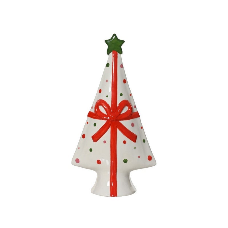 تمثال كامينغك - شجرة دولوميت مع قوس، أحمر، 29 سم، زينة عيد الميلاد، زينة طاولة عيد الميلاد وزينة منزلية، لمسة زخرفية موسمية