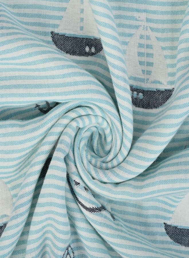 MumsLap Baby Muslin Blanket for Newborn | 6 Layer Gauze Cotton | Soft Swaddle Wrap Blanket/Quilt/Bath Towel/Nursing Cover/Crib Blankets for Boys and Girls (Sky Blue), 200 tc - Image 4