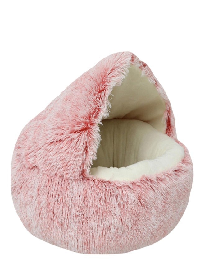Roopam Pet Round Hooded Bed | Pet Sleeping Cushion Bed | Soft Plush Cozy Pet Bed | Large Cave Hooded Pet Bed | Comfortable Self Warming Bed for Kittens (Small_Pink) - Image 1