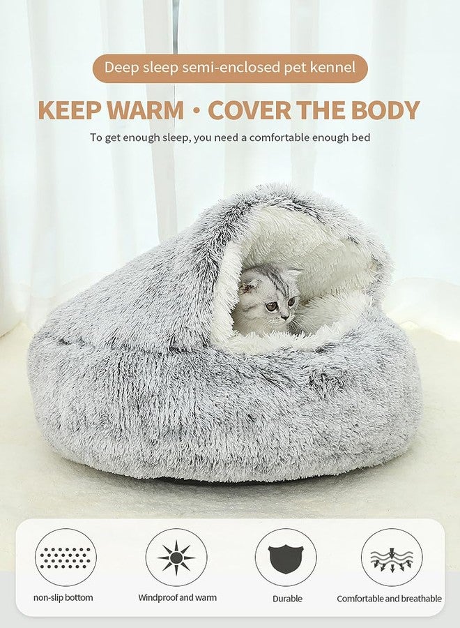 Roopam Pet Round Hooded Bed | Pet Sleeping Cushion Bed | Soft Plush Cozy Pet Bed | Large Cave Hooded Pet Bed | Comfortable Self Warming Bed for Kittens (Small_Pink) - Image 3