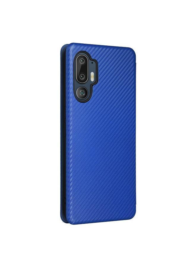 اس-توب جراب لهاتف HTC U24 Pro مصنوع من الجلد المرن ومصنوع من ألياف الكربون - Image 3