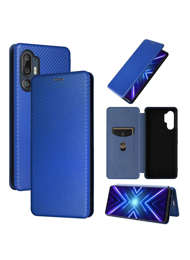 اس-توب جراب لهاتف HTC U24 Pro مصنوع من الجلد المرن ومصنوع من ألياف الكربون - Image 1