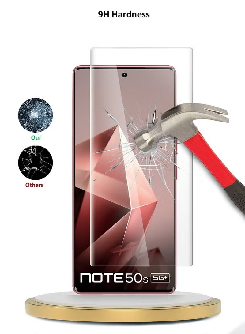 SNBFA 3 في 1 Infinix ملاحظة 50s 5G 2025 حامي شاشة الزجاج المقوى ، حافة منحنية ممتازة الأشعة فوق البنفسجية الغراء الكامل الكامل ، 1 حامي شاشة الزجاج المقوى ، 1 حامي شاشة الخصوصية و 1 حامي عدسة. - Image 5