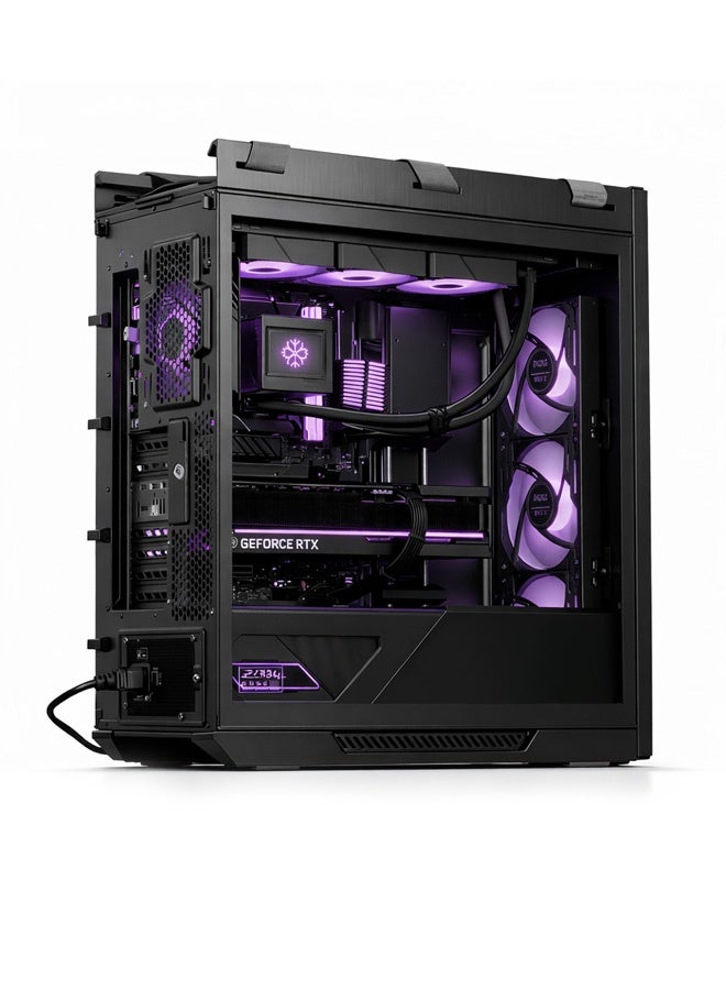 Game Sekret كمبيوتر ألعاب Titan – معالج Intel Core i9-14900K | بطاقة رسومات GeForce RTX 5080 بسعة 16 جيجابايت | ذاكرة RAM DDR5 بسعة 32 جيجابايت – قرص SSD NVMe بسعة 1 تيرابايت | مبرد سائل 360 مم مزوّد بشاشة LCD – لوحة أم Z790 – مزود طاقة 1000 واط بمعيار Platinum | WiFi – Bluetooth – نظام Windows 11 Pro | كمبيوتر مكتبي Game Sekret | ضمان لمدة سنة واحدة black - Image 3