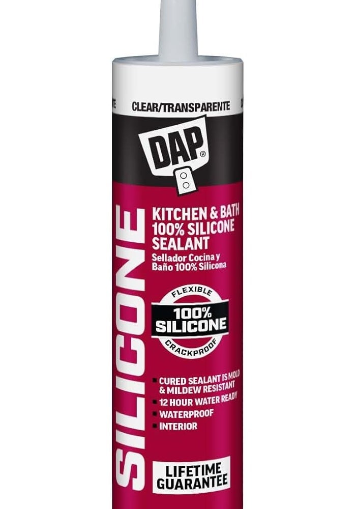 DAP 100% Silicone Kitchen and Bath Sealant, Clear, 9.8 oz - Image 1