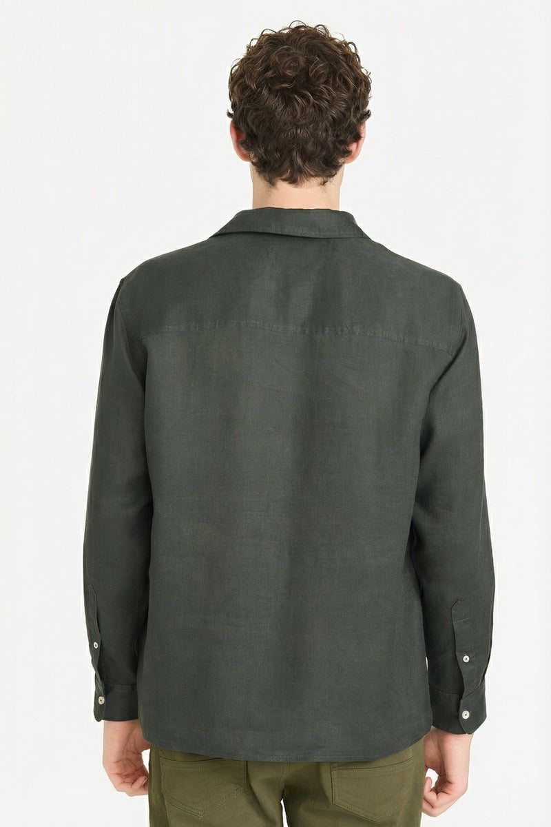 DeFacto Green Man 100% Linen Shirt Casual - Image 5