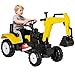 Aosom Kids Ride On Excavator Pedal Digger Construction Truck with Horn for Kids and Toddlers 3 Yellow - Image 3