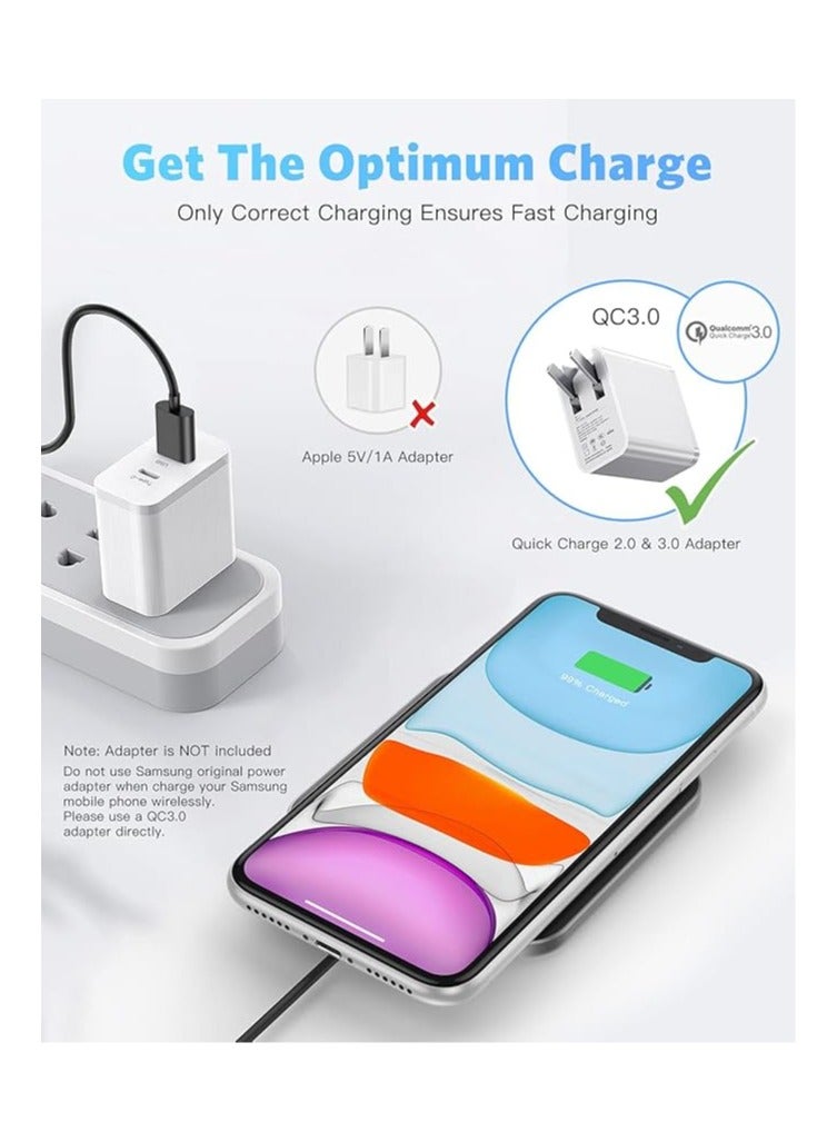 AGPTEK Wireless Charger, Qi-Certified 15W Max Fast Wireless Charging Pad for all iPhone, Samsung, and other wireless charge supporting devices, air pods, earbuds and watch supported,  Black (No AC Adapter)