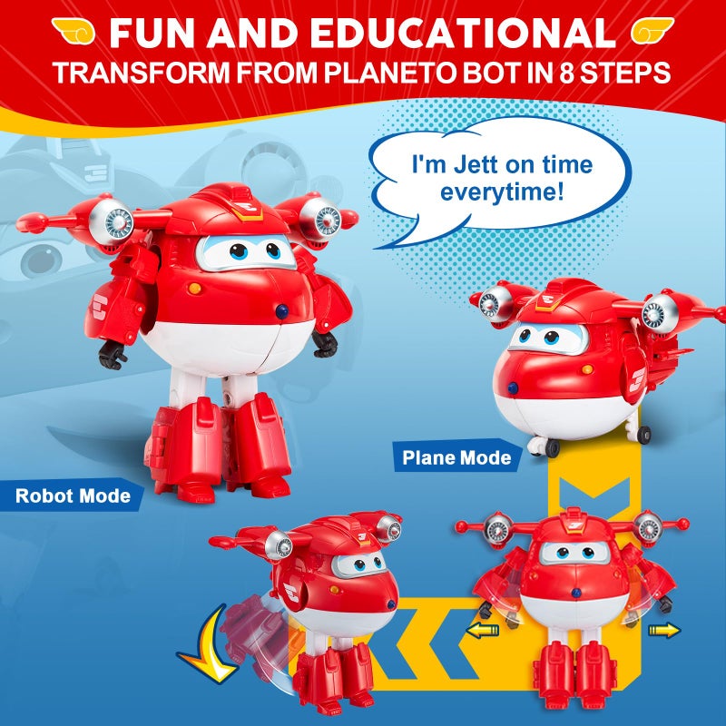 Super Wings 5" Transforming Supercharged Jett Airplane Toys, Action Figure, Airplane to Robot, Season 4 Transformer Toys, Gifts for 3+ Year Old Kids, Toys Plane Vehicle for Preschool Kids Play White - Image 2