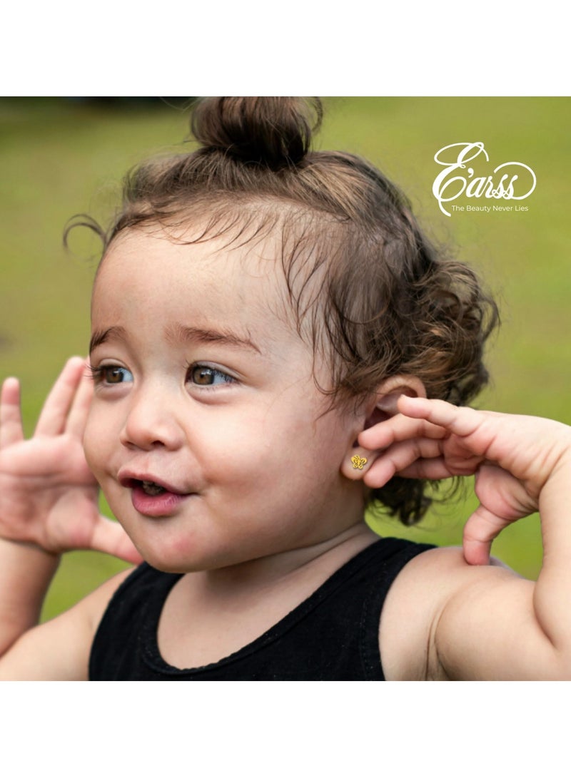 Earss Gold Butterfly Stud Earrings For Kids, Gold Plated - Image 3