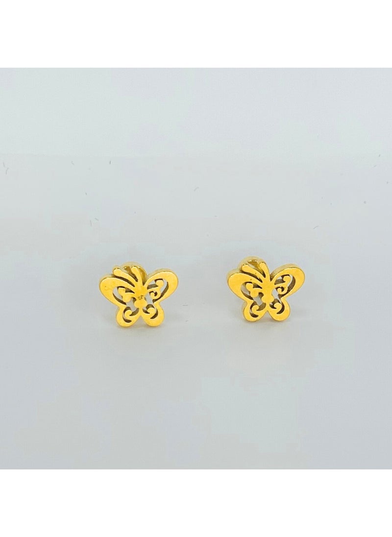 Earss Gold Butterfly Stud Earrings For Kids, Gold Plated  - Image 1