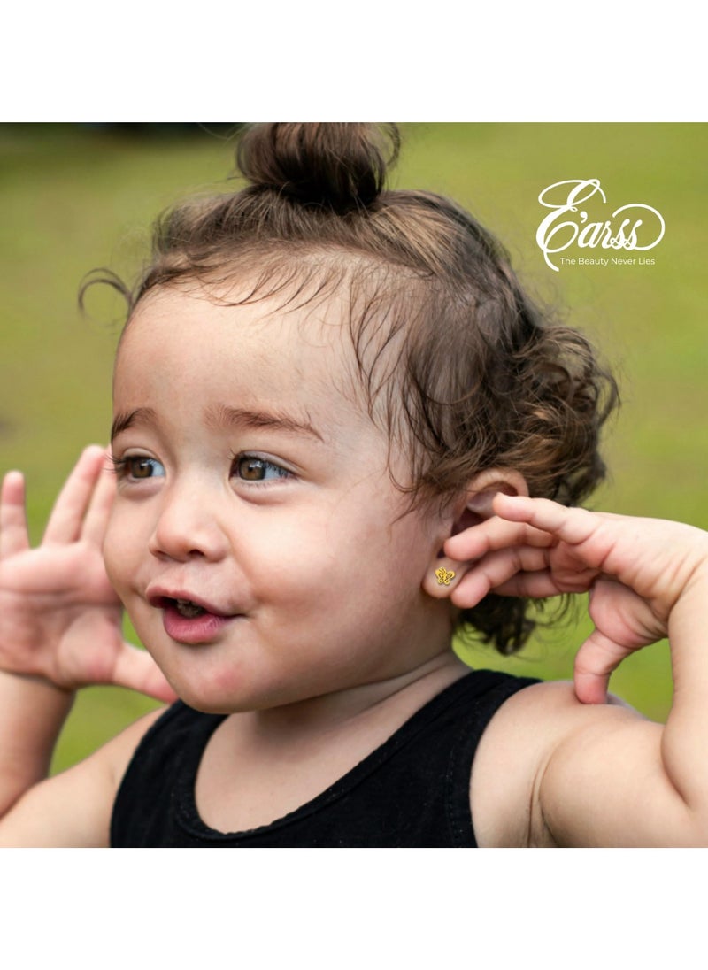 Gold Butterfly Stud Earrings For Kids, Gold Plated