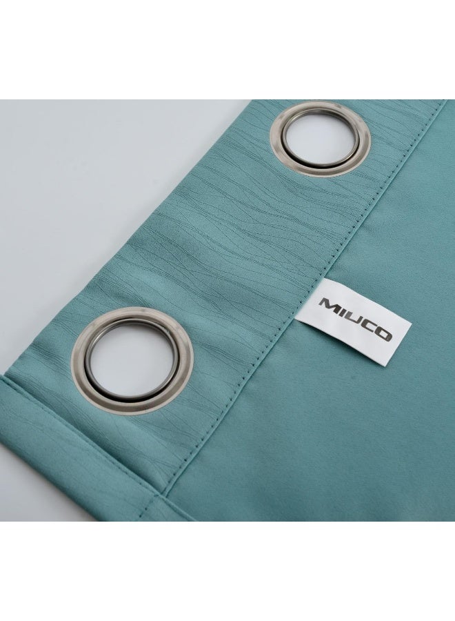 MIUCO Blackout Curtains Room Darkening Curtains Textured Grommet Window Curtains for Living Room 2 Panels 52x84 Inch Long Teal - Image 3