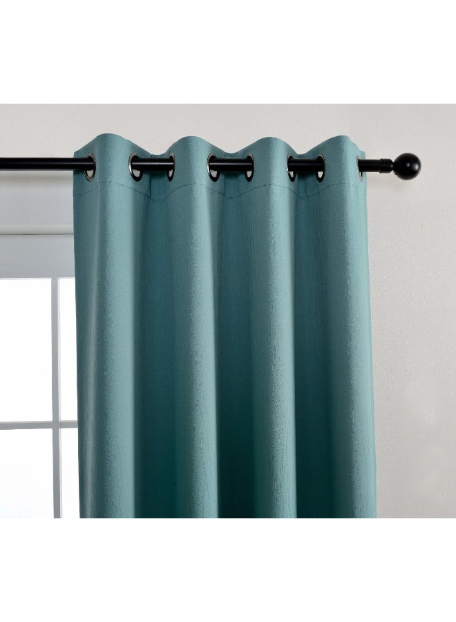 MIUCO Blackout Curtains Room Darkening Curtains Textured Grommet Window Curtains for Living Room 2 Panels 52x84 Inch Long Teal - Image 4