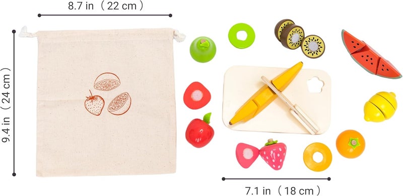umu Cutting Fruit Set - Wooden Play Food Kitchen Accessory, Multi - Pretend Play Accessories, Wooden Cutting Fruit Toys for Toddlers and Kids Ages 2+ - Image 3