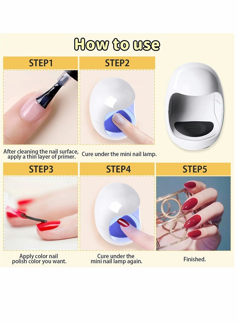 SYOSI Nail Dryers, Mini Nail Phototherapy Lamp, Egg UV Gel Nail Lamp, Mini Nail UV Light, LED Therapy Sun Light Dryer, for Fingernail, Toenail (with Charging Cable) - Image 3