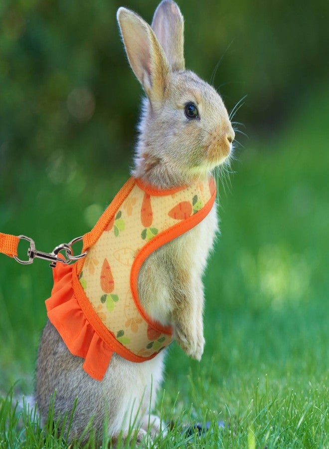 Weimostar Rabbit Harness and Leash Set, Bunny Vest Guinea Pig Clothes Ferret Rats Hamster Escape-Proof Soft Mesh Cute Carrot Pattern for Chinchilla Small Animals Pet Kitten Puppy Orange M - Image 2