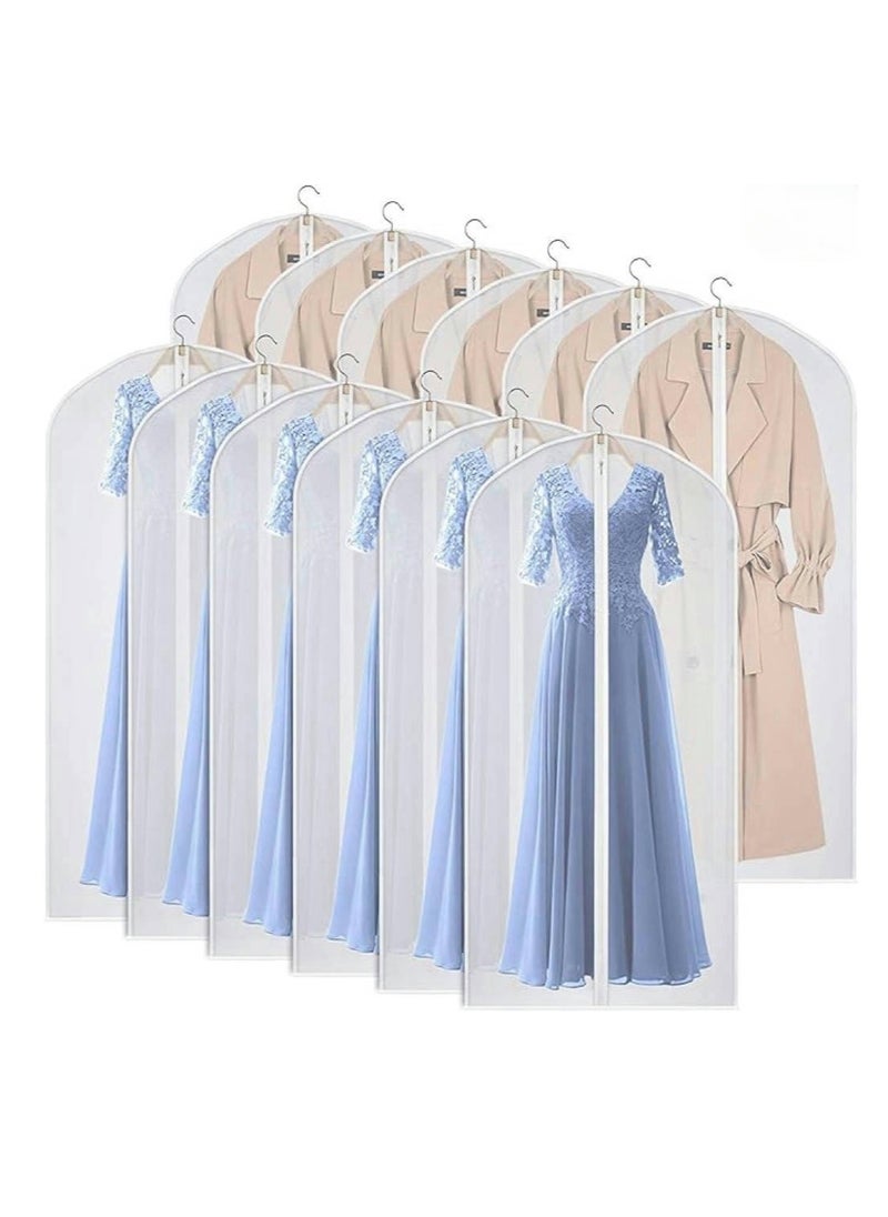 Beauenty 12 Pack Garment Bags for Hanging Clothes Clear Suit Bag Dust Resistant Clothing Bags PEVA Breathable Clothes Protectors with Zipper for for Closet Storage and Travel（60×140CM）  - Image 1