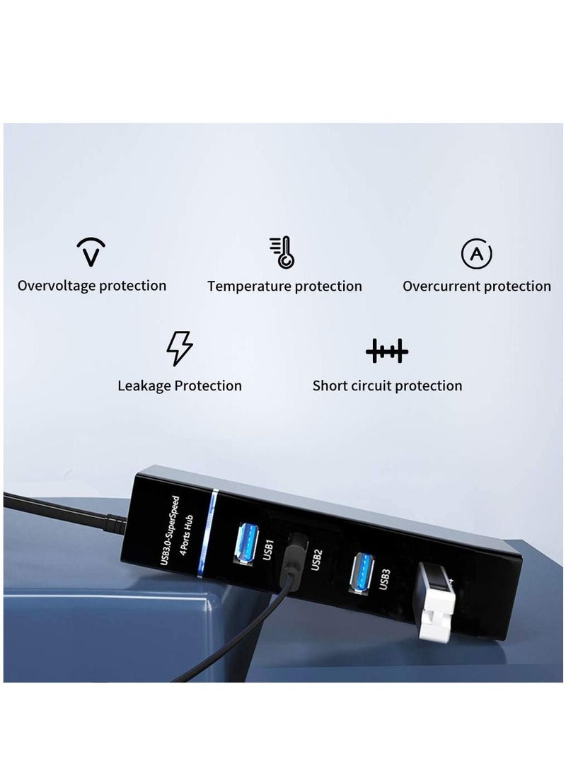 4 Port USB 3.0 Hub High Speed USB Cable Adapter Compatible with Ps4/Ps4 Slim/Ps4 Pro Hub/PS5 Xbox ONE Notebook PC Laptop USB Flash Drives (Universal USB 3.0)  - Image 4