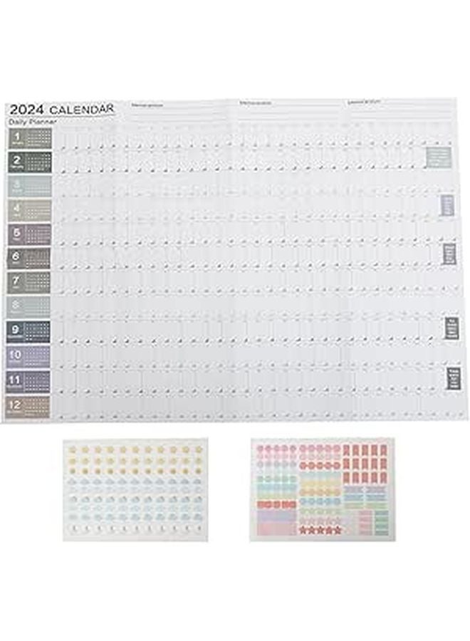 2024 Pastel Color Wall Calendar Yearly Planner Monthly Schedule Creative Minimalist Office Decor - Image 1