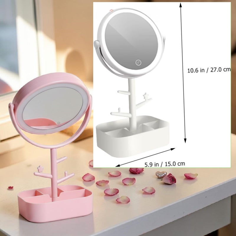 Vanity Mirror with Lights & Desk Mirror Lights Touch-Screen Light Control Portable High Definition Cosmetic Lighted Up Mirror with USB Port in 360 Degree Rotation - Image 5