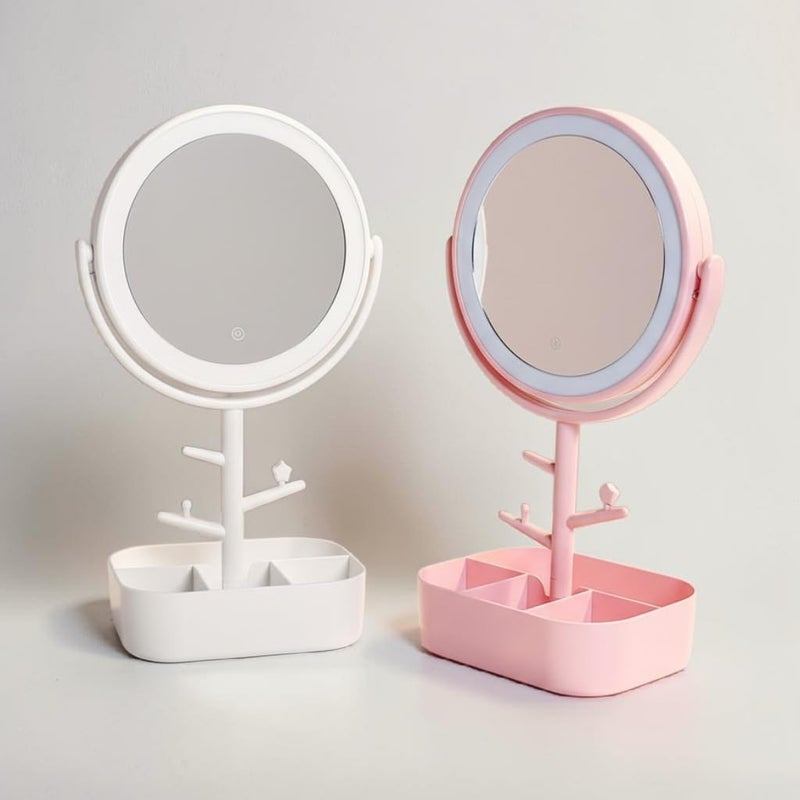 Vanity Mirror with Lights & Desk Mirror Lights Touch-Screen Light Control Portable High Definition Cosmetic Lighted Up Mirror with USB Port in 360 Degree Rotation - Image 1