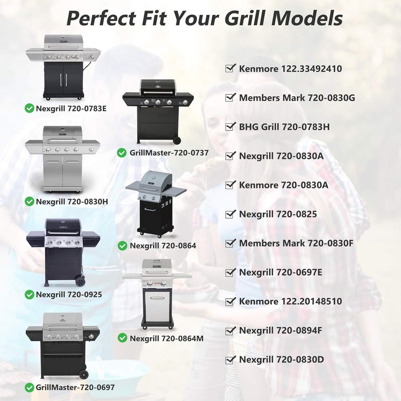 Adviace 4 Pcs Flame Tamers for Grill Master Grillmaster 720-0697, Nexgrill 720-0783E, 720-0830H Replacement Parts, Porcelain Steel Grill Heat Plate Shields for Kenmore 720-0830A 122.33492410 Nexgrill 720-0925 - Image 4