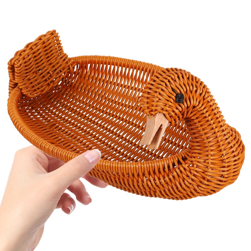 Imitation Rattan Woven Snack Fruit Baskets Desktop Shaped Storage Baskets - Image 1