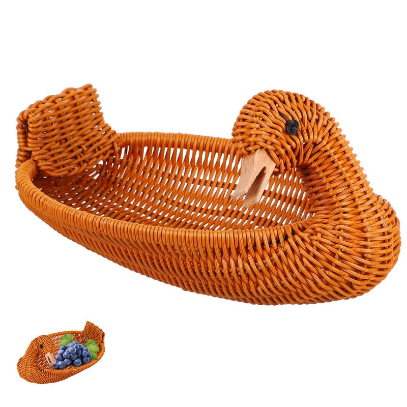 Imitation Rattan Woven Snack Fruit Baskets Desktop Shaped Storage Baskets - Image 3