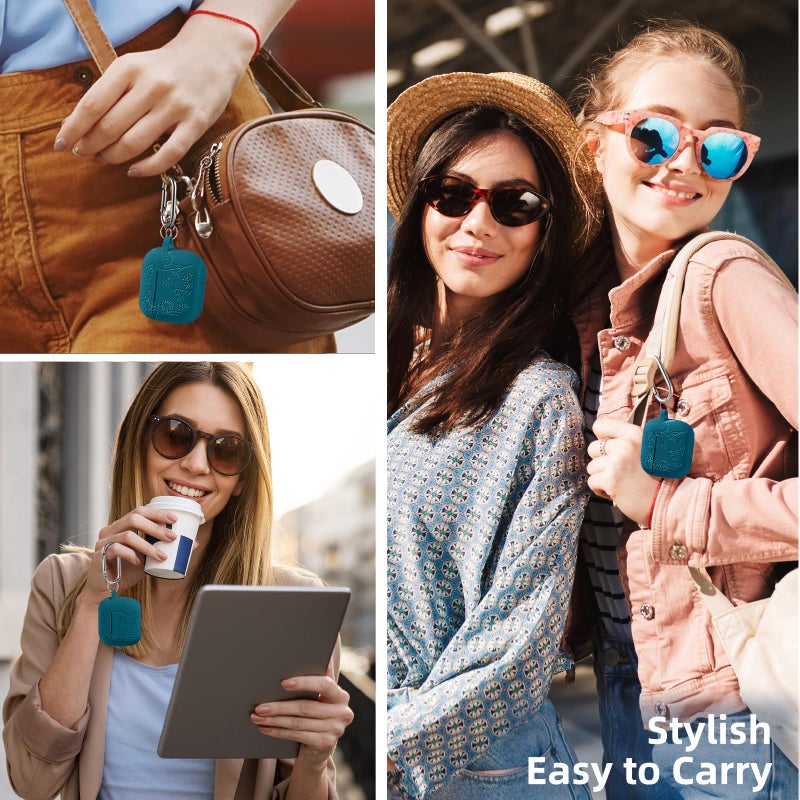 Lerobo for Airpods 4 Case Cover,Flower Engraved Silicone Full Protective Cover with Cleaner Kit & Keychain Compatible with Apple Airpods 4 Case 2024, Verdant Blue - Image 3