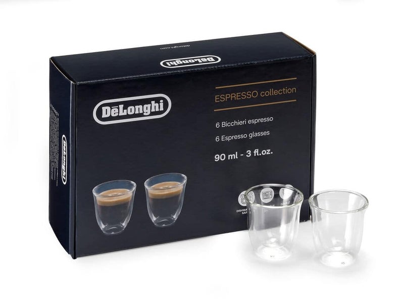 De'Longhi America 5513296651 Essential Collection Double Walled Thermo Espresso Glasses (Set of 6), Clear - Image 1