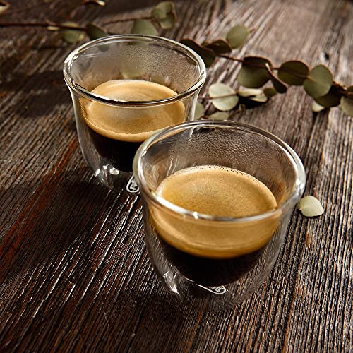 De'Longhi America 5513296651 Essential Collection Double Walled Thermo Espresso Glasses (Set of 6), Clear - Image 2