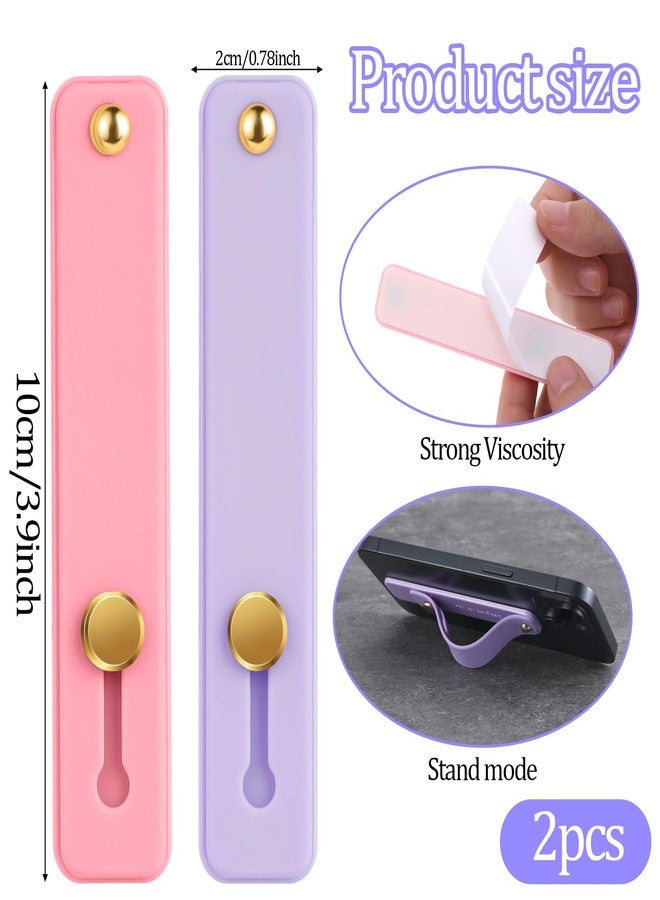Styquenzer 2 Pcs Loop for Phone Case Phone Loop Finger Holder Universal Portable Phones Finger Strap Phones Holder for Hand(Purple Pink) - Image 3