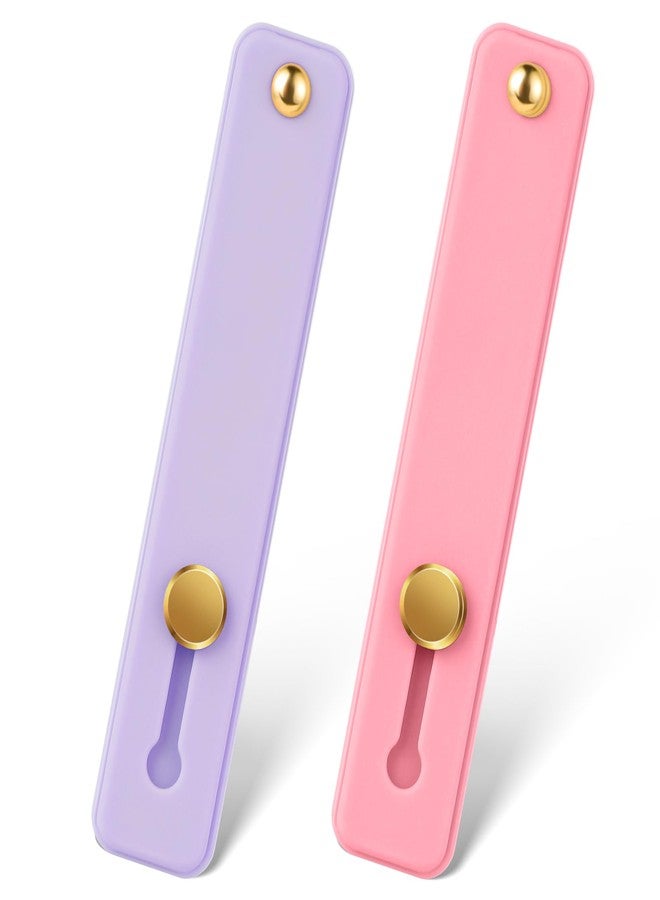 Styquenzer 2 Pcs Loop for Phone Case Phone Loop Finger Holder Universal Portable Phones Finger Strap Phones Holder for Hand(Purple Pink) - Image 1