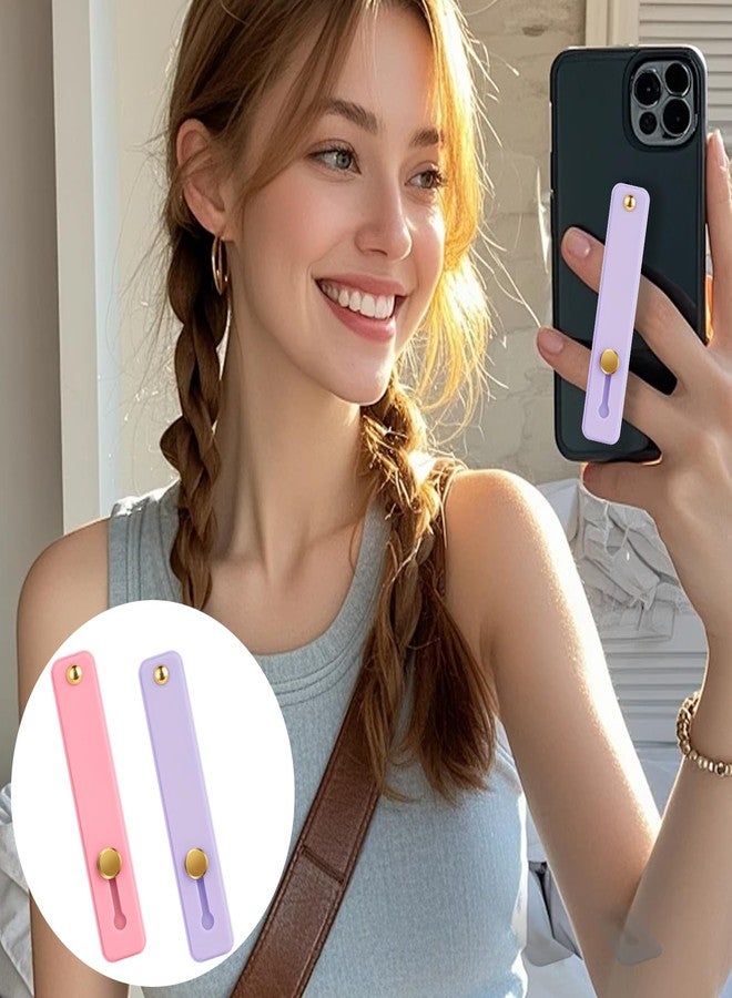 Styquenzer 2 Pcs Loop for Phone Case Phone Loop Finger Holder Universal Portable Phones Finger Strap Phones Holder for Hand(Purple Pink) - Image 4