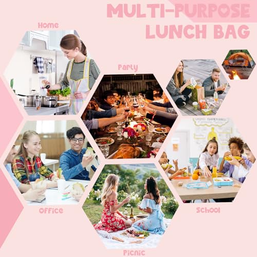 Bluboon Lunch Bag for Women Men Cute Corduroy Lunch Tote Bags Reusable Insulated Lunch Box Large Capacity Reusable Insulated Cooler for Work Picnic or Travel (Beige strawberry) - Image 2