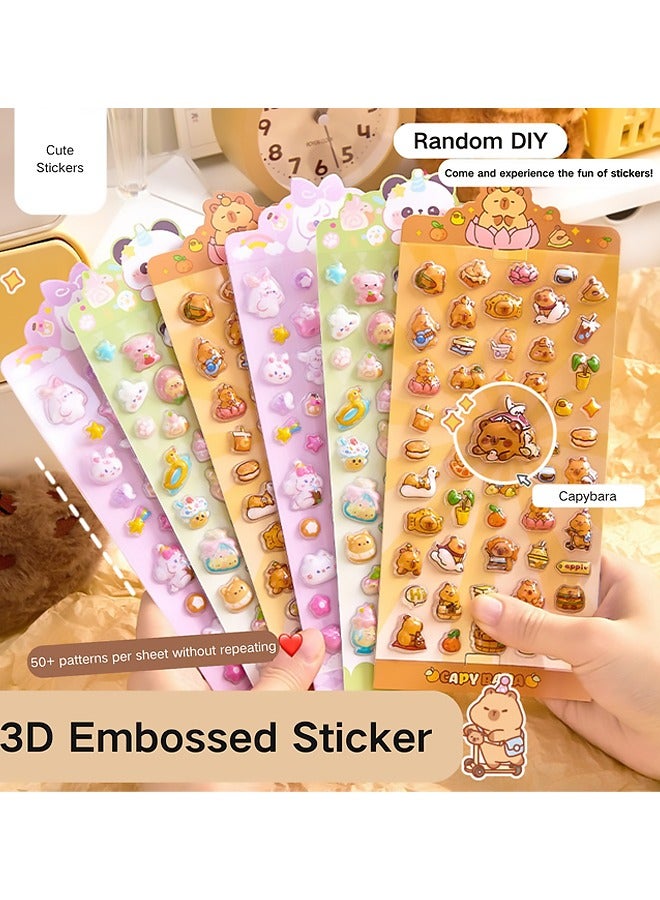 300 Pieces 3D Cartoon Sticker 6 Sheets Total with Cute Patterns Ideal Gift for Kids for Daycare Activities Library Reading Rewards Holiday Goodie Bags, DIY Phone Tablet Decor Lunch Box Sprucing Backpack Personal, Rainy Day Crafts Adding Joy - Image 3
