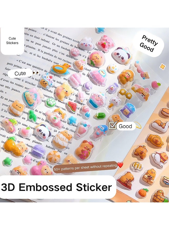 300 Pieces 3D Cartoon Sticker 6 Sheets Total with Cute Patterns Ideal Gift for Kids for Daycare Activities Library Reading Rewards Holiday Goodie Bags, DIY Phone Tablet Decor Lunch Box Sprucing Backpack Personal, Rainy Day Crafts Adding Joy - Image 5