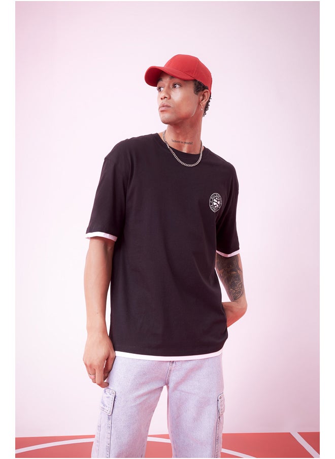 DeFacto - Man Oversize Fit Crew Neck Short Sleeve Knitted T-Shirt - Image 1