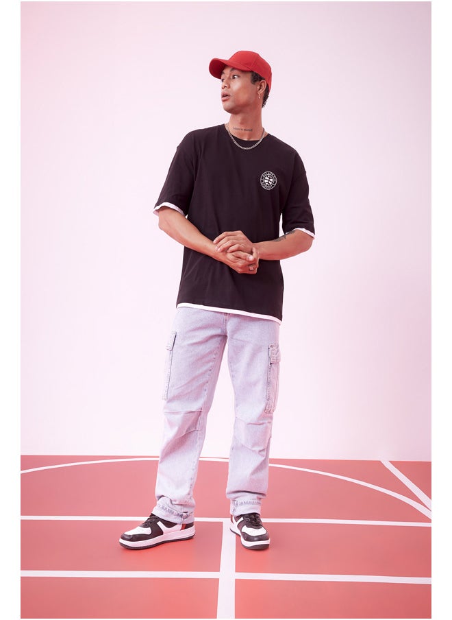 DeFacto - Man Oversize Fit Crew Neck Short Sleeve Knitted T-Shirt - Image 1